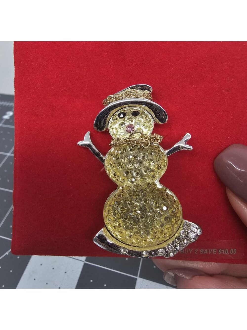 Dillards Merry & Bright Christmas Pin Snowman Rhinestone Brooch New in Box